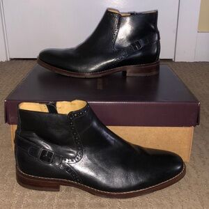Johnston & Murphy Black Calfskin Chukka Ankle Boots Zip